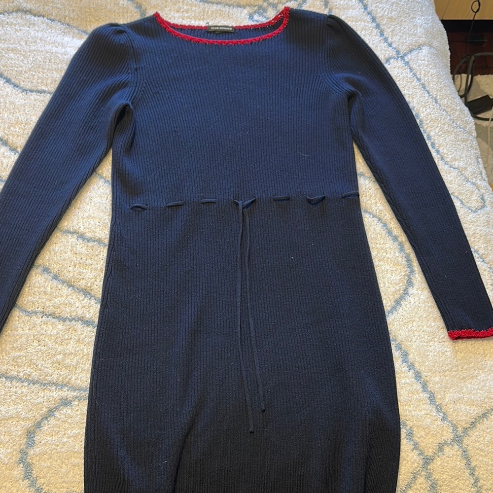 Club Monaco Blue and Red Crew Neck Sweater